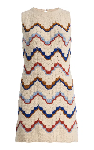 Escvdo Alma Crocheted Cotton Mini Dress In Neutral