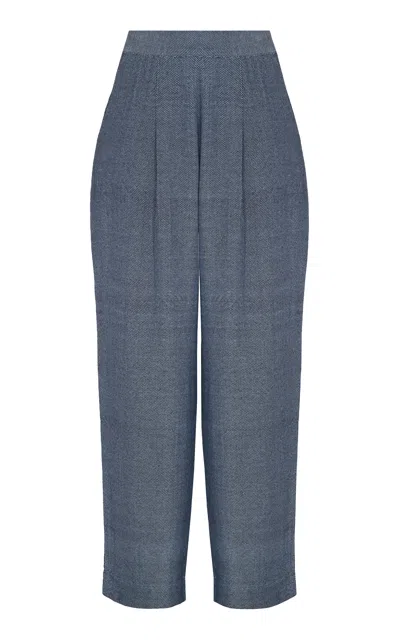 Escvdo Anadara Cotton Knit Woven Pants In Blue