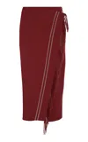 Escvdo Anadara Cotton Woven Midi Skirt In Red