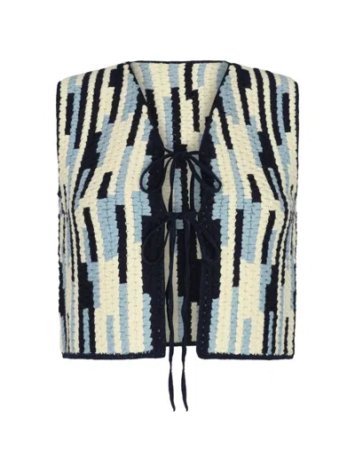 Escvdo Anadara Intarsia Vest In Neutrals