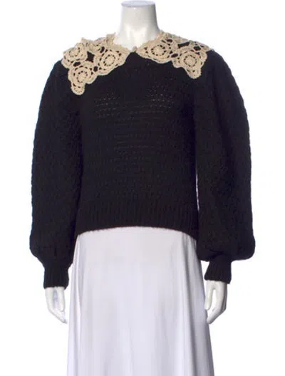 Pre-owned Escvdo Baby Alpaca Crew Neck Sweater In Black