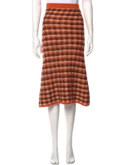 Pre-owned Escvdo Baby Alpaca Midi Length Skirt In Orange