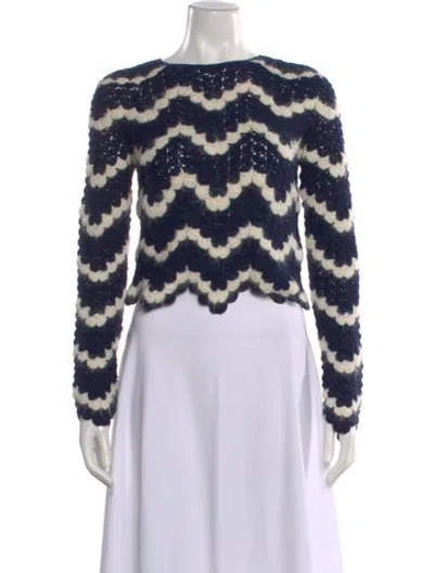 Pre-owned Escvdo Baby Alpaca Patterned Sweater In Blue