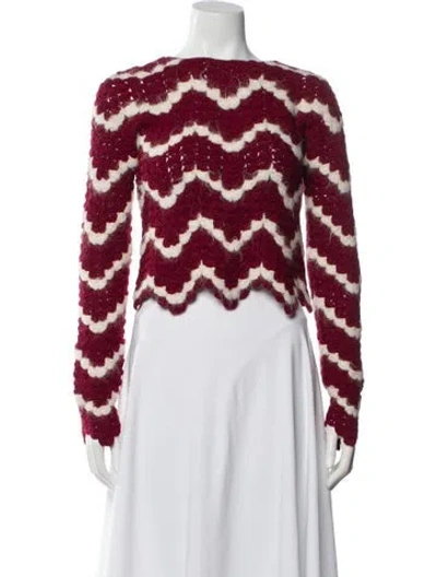 Pre-owned Escvdo Baby Alpaca Printed Sweater In Red