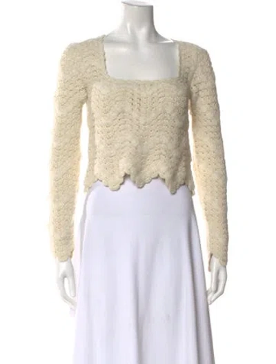 Pre-owned Escvdo Baby Alpaca Square Neckline Sweater In Neutral