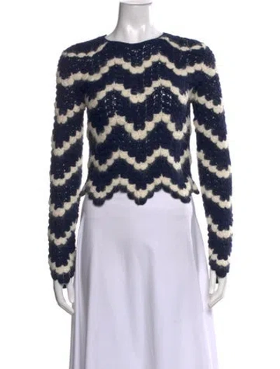 Pre-owned Escvdo Baby Alpaca Striped Sweater In Blue
