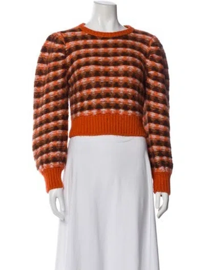 Pre-owned Escvdo Baby Alpaca Striped Sweater In Orange
