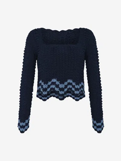 Escvdo Brisa Crocheted Cotton Top In Square Neckline