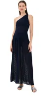 Escvdo Cayo One Shoulder Maxi Dress Navy In Navy