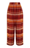 Escvdo Chillaco Cotton Plaid Straight Leg Pants In Orange