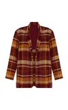 Escvdo Chillaco Cotton Plaid Woven Blazer In Orange
