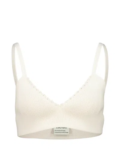 Escvdo Cima Scalloped Ribbed-knit Top In Neutral