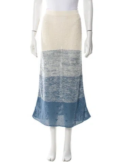 Pre-owned Escvdo Colorblock Pattern Midi Length Skirt In Blue