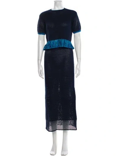 Pre-owned Escvdo Colorblock Pattern Skirt Set In Blue