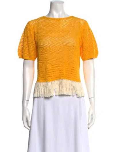 Pre-owned Escvdo Crew Neck Short Sleeve Top In Yellow