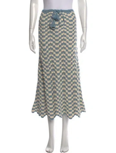 Pre-owned Escvdo Crochet Long Skirt In Blue