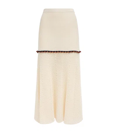 Escvdo Crochet Mural Maxi Skirt In White
