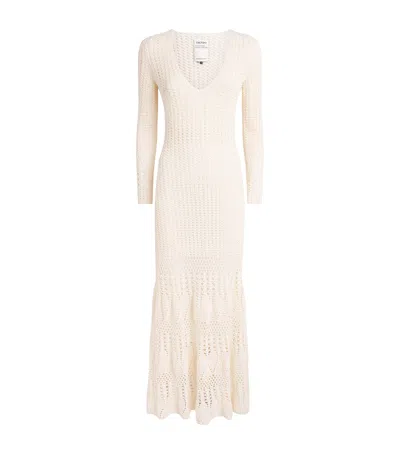 Escvdo Crochet Reflejo Midi Dress In Neutral