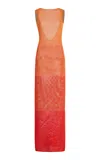 Escvdo Exclusive Alpamayo Crocheted Cotton Maxi Dress In Red