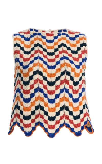 Escvdo Exclusive Nieva Crocheted Cotton Top In Multi