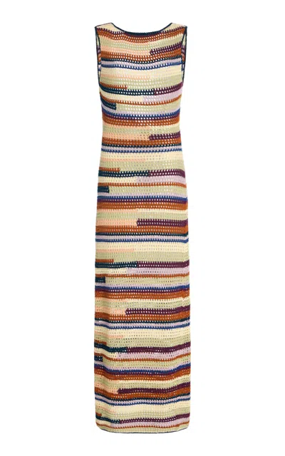 Escvdo Exclusive Open-back Knitted Maxi Dress In Multi