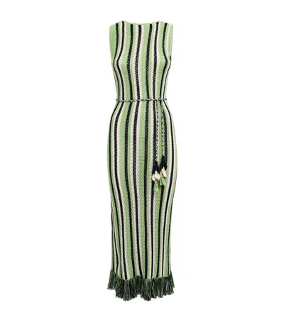 Escvdo Fringe Misti Midi Dress In Green