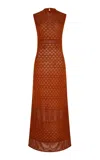 Escvdo Frontera Cotton Knit Maxi Dress In Brown