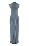 Escvdo Golfo Cotton Knit Maxi Dress In Blue