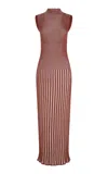 Escvdo Golfo Cotton Knit Maxi Dress In Brown