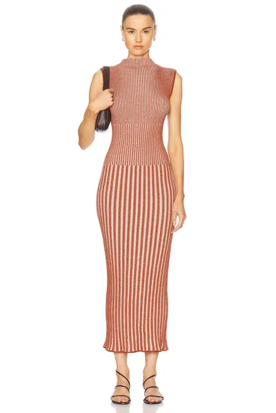 Escvdo Golfo Maxi Dress In Brown & Tobacco