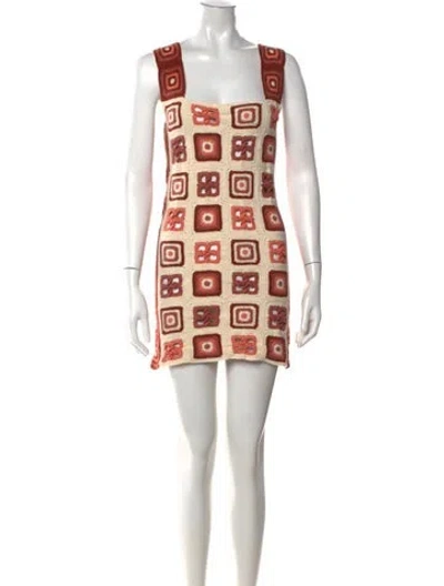 Pre-owned Escvdo Graphic Print Mini Dress In Multicolor