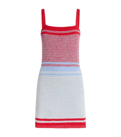 Escvdo Knitted Plumar Mini Dress In Red