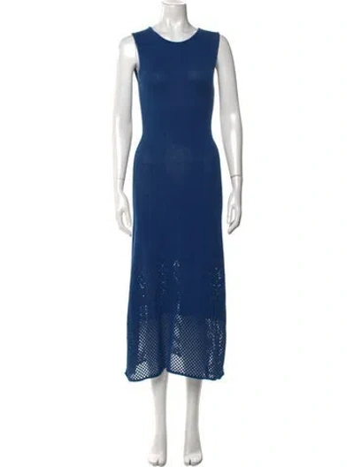 Pre-owned Escvdo Lace Pattern Long Dress In Blue