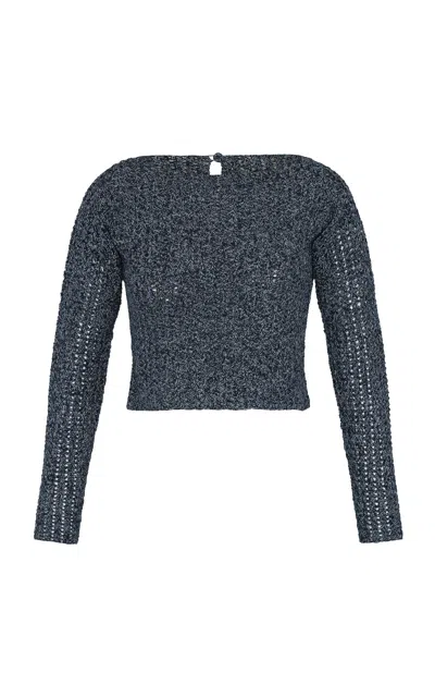 Escvdo Manabi Cotton Boatneck Top In Blue