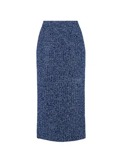 Escvdo Manabi Pencil Midi Skirt In Blue