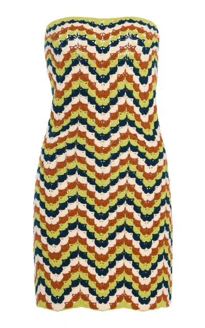 Escvdo Marea Strapless Knitted Mini Dress In Multi