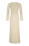 Escvdo Misha Cotton Knit Crochet Maxi Dress In White