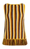 Escvdo Misti Fringed Crocheted Cotton Top In Yellow