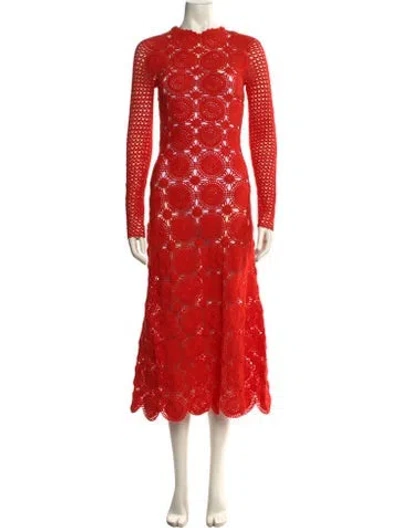 Pre-owned Escvdo Mock Neck Long Dress In Orange