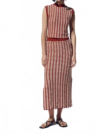 Escvdo Motupe Crochet Midi Skirt In Ivory-brown In Multi
