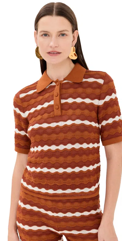 Escvdo Mullu Knit Shirt Brown/tobacco/ivory