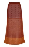 Escvdo Ofrenda Cotton Knit Panel Maxi Skirt In Brown