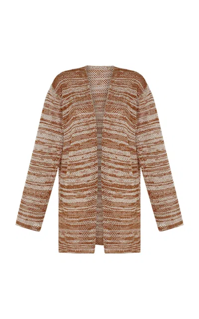 Escvdo Ofrenda Light Knit Cotton Cardigan In Brown