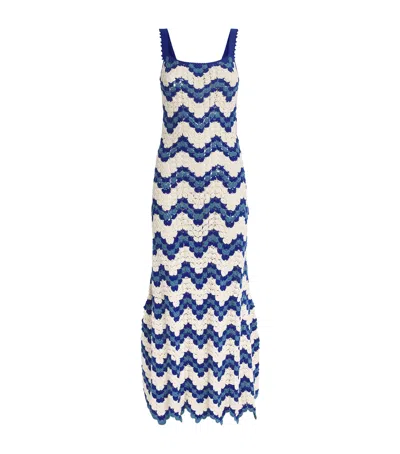 Escvdo Organic Cotton Crochet Marea Maxi Dress In Multi
