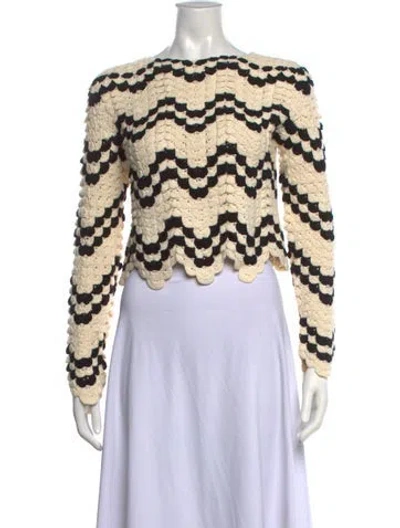 Pre-owned Escvdo Patterned Crew Neck Sweater In Neutral