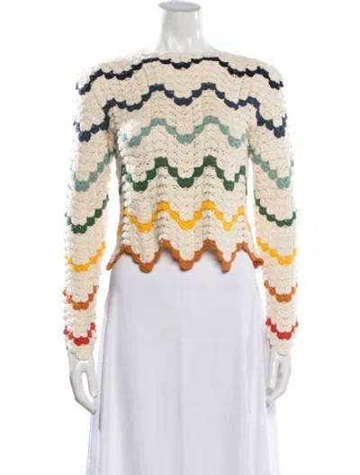 Pre-owned Escvdo Patterned Crew Neck Sweater In Neutrals