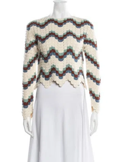 Pre-owned Escvdo Patterned Crew Neck Sweater In Neutrals