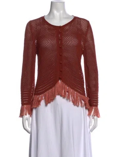 Pre-owned Escvdo Patterned Crew Neck Sweater In Red