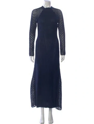 Pre-owned Escvdo Patterned Long Dress In Blue
