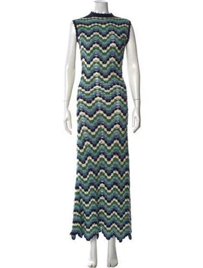 Pre-owned Escvdo Patterned Long Dress In Multi